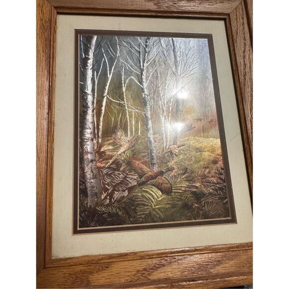 Pheasants Foil Wall Art Picture Rustic Hologram Decor bird hunting - Picture 7 of 10